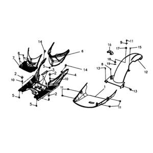 Fußplatte/ Rahmenabdeckung Sym Symphony ST 125I E4 Blau/ Schwarz/ Silber (BU-280S/BK-001C/S-882U)