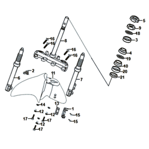 Vordergabel/ Vorderkotflügel/ Steuersatz Sym Symphony ST 125I E4 Blau/ Schwarz/ Silber (BU-280S/BK-001C/S-882U)