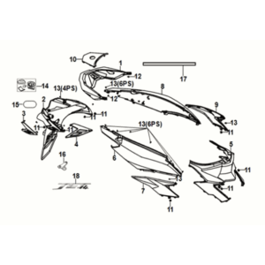 Body cover Sym Jet 14 125I AC E5 2021-2024 MATT BLACK (BK-007U)