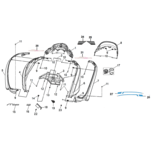 Körperabdeckung Sym Mio 50I E5 Grau/Schwarz (GY-7450U/BK-001C)