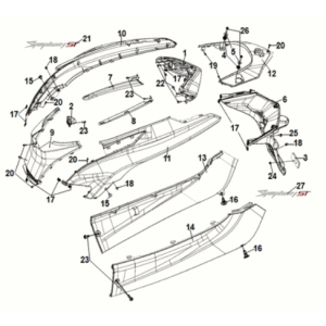 Karosserieabdeckung Rücklicht Sym Symphony ST E5 Grau/Rot (GY-010U)