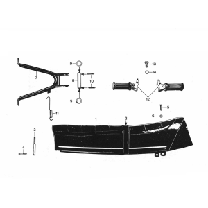 Zadel - Middenstandaard - Voetsteunen- Achterdrager Zundapp C50 Sport 529-010, 020, 022
