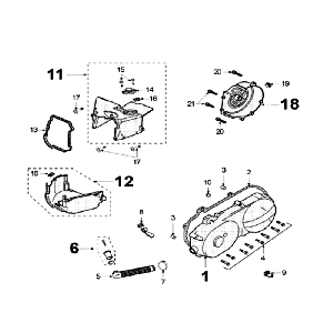 Kurbelgehäusedeckel ohne Sensor Peugeot V-clic Schwarz