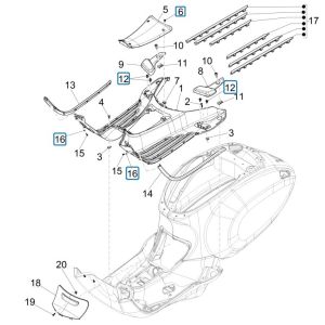 Mittelabdeckung - Fußstütze Vespa Sprint 125 4T 3V IE ABS