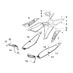 Mittelabdeckung - Fußstütze Gilera Runner 50 SP 2010-2017