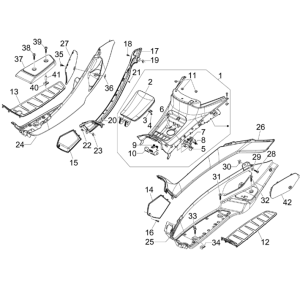 Mittelabdeckung - Fußstütze Piaggio MP3 300LT Sport 2009-2014 Stern weiß 595