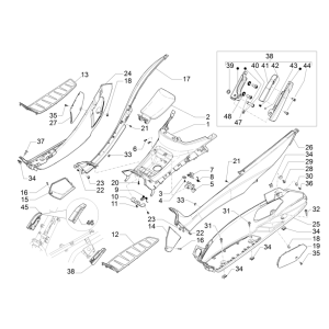 Zentralverkleidung - Piaggio MP3 350 Maxi Sport E4 ABS 2018-2020 Fußstütze (EMEA)