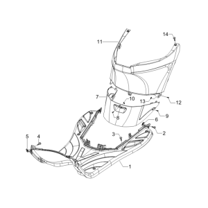 Mittelabdeckung - Fußstütze Piaggio Zip 50 SP 2006-2013 glänzend schwarz 94