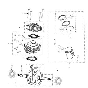 Zylinder Kurbelwelle Peugeot Ludix ein 2-Takt
