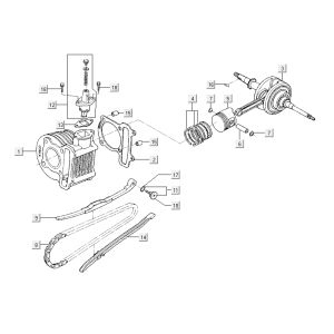Zylinder-Kurbelwellenkolben Kymco Agility RS 4-Takt schwarz 11