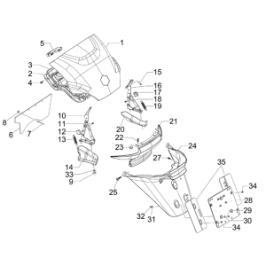 Hintere Abdeckungen - Schmutzfänger Piaggio MP3 300LT Sport 2009-2014 Ruß 93/B