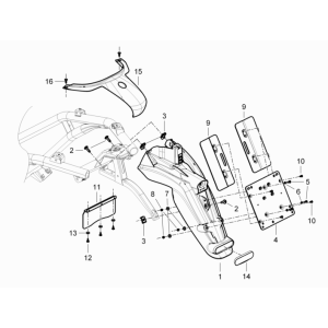Hintere Abdeckungen - Schmutzfänger Piaggio Beverly 350 E3 Sport Touring 2013-2014 nachtsblau 222/A