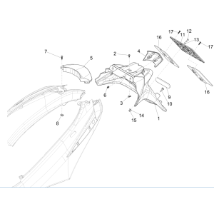 Hintere Abdeckung - Piaggio Fly 125 4-Takt 3V IE E3 Schmutzfänger