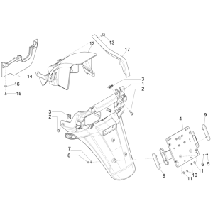 Hintere Abdeckung - Piaggio MP3 350 Maxi Sport E4 ABS 2018-2020 Schmutzfänger (EMEA)