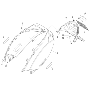 Heckverkleidungen - Schmutzfänger Piaggio Zip 50 SP 2006-2013 moonwhite 544