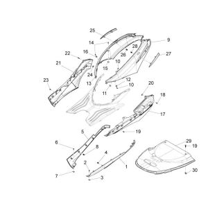 Unterspoiler Piaggio New Fly 4-Takt 4-Ventil rot 854a