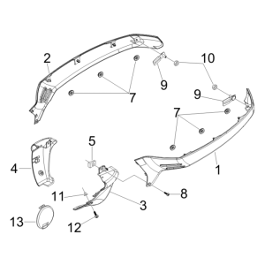 Seitenabdeckungen Vespa GTS 250 dh 2005-2009 (mit ABS) roter Drache 894