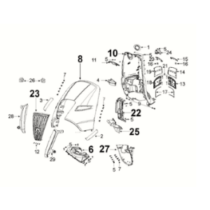 Fairing front Peugeot Django 125 EFI E5 2021-2022 MILKY WHITE/ DRAGON RED (G9)