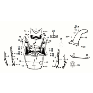 Floor panel - center cover Sym Jet 14 125I LC E5 2021-2024 BLACK (BK-007U)