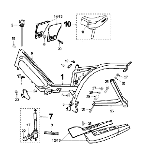 Rahmen und Sattel mit Kraftstoffspeicher Peugeot Vogue Schwarz