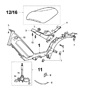 Rahmen und Sattel Peugeot Fox Delivery Red