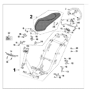 Rahmen und Sattel Peugeot Kisbee RS Weiß
