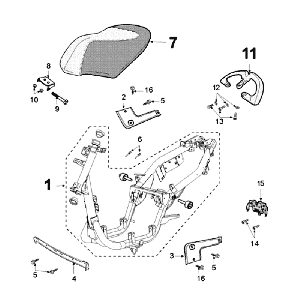 Rahmen und Sattel Peugeot New Vivacity 2-Takt Dark Blue