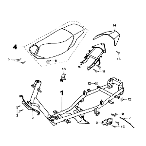 Rahmen und Sattel Peugeot Speedfight 2 LC silber