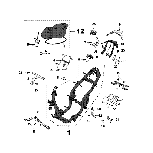 Rahmen und Sattel Peugeot Speedfight 4 4-Takt Blau/Schwarz