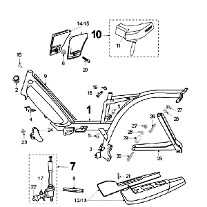 Rahmen und Sattel ohne Kraftstoffspeicher Peugeot Vogue Schwarz