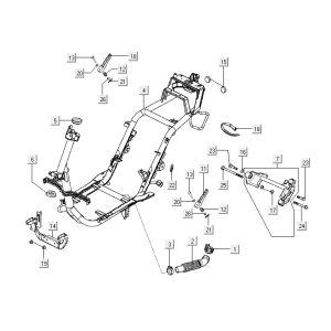 Rahmenteile Kymco Super9 2t lc om mattschwarz-rot