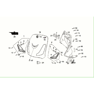 Frontabdeckung - Beinschild - Frontblinker Sym Fiddle ll Euro 5 Mattblau (BU-2154U)