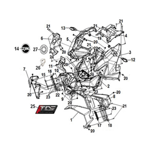 Front cover - head light Sym ADX 125i ABS+ TCS E5 2023 PETROL GREEN (GN-546U)
