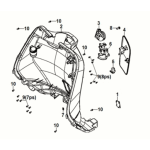 Front inner cover Sym Fiddle IV 125i AC CBS E5 2020-2021 MATT BLACK (BK-007U)