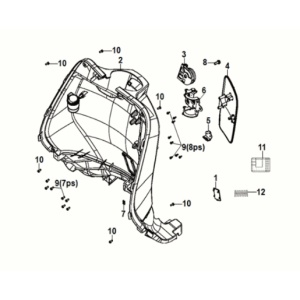 Vordere Innenabdeckung Sym Fiddle IV 50 E5 Schieferblau subm grau (GY754UL)