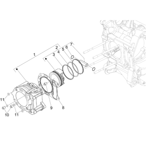 Gruppe Zylinder-Kolben-Kolbenbolzen Piaggio MP3 300LT Sport 2009-2014