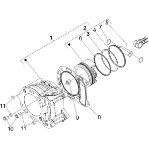 Gruppe Zylinder-Kolben-Kolbenbolzen Vespa GTS 250 ie 2005-2016 (ohne ABS)