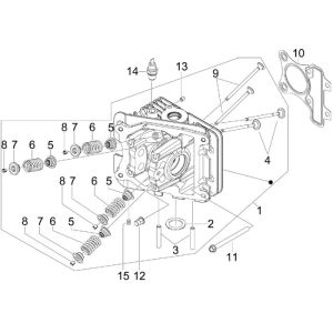 Zylinderkopf Vespa Primavera 45km 4-Takt-4-Ventil