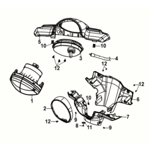 Sym Fiddle IV 50 E5 Scheinwerfergriffabdeckung, Spacegrau (BK-2593U)