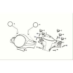 Lenkungsdeckel, Lenkungsschalter, Spiegel Sym Fiddle All Euro 5, Schwarz (BK-5560S)