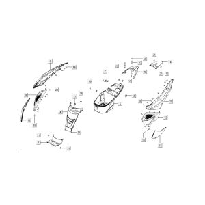 hintere kapdelen Kymco Super8 4-Takt v.a 2009 weiß