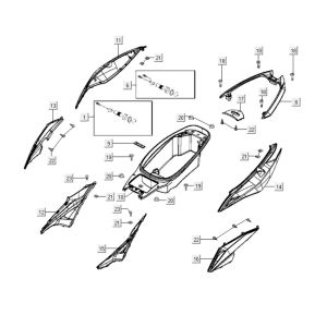 Heckhauben Kymco Xciting 400i Matt Black