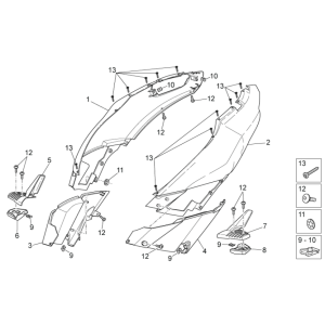 Hintere Abdeckungen I Aprilia SR 50 H2O dh+Vergaser 2004-2009