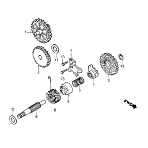 Kickstarter-Achse und Innenraum Honda MB/MT/MTX 50 und 80