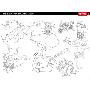 Kühlung- Kraftstofftank- Auspuff Rieju Rs2 rot 2007 2-Takt