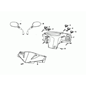 SCHEINWERFERABDECKUNG/SPIEGEL/SCHALTER Sym Orbit II Euro 4 Weiß