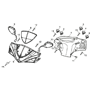 Scheinwerferabdeckung Counter Trim Spiegel Sym Jet 4 (BK007U OR167S) schwarz orange