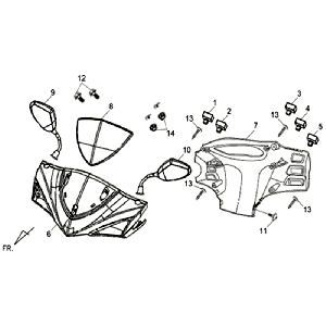 Scheinwerferabdeckung Thekenverkleidung Spiegel Sym Symphony SR (GY419S) grau