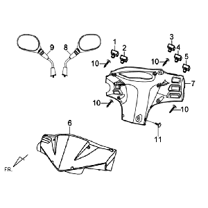 LED-Display-Abdeckspiegel Sym Orbit II (WH8018P) weiß