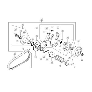 Clutch Kymco Super9 2t LC om mattschwarz-rot